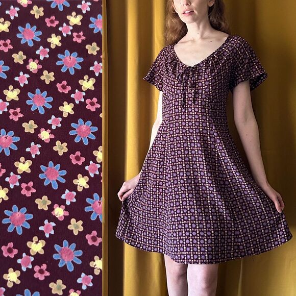 American Vintage Dresses & Skirts - Vintage 1990s A-line Flower Patterned Mini Dress, Large